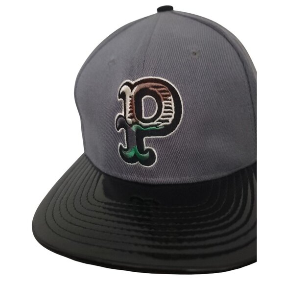 Pink + Dolphin Strapback Baseball Hat Patent Bill Embroidered P Logo Gray Black - Picture 5 of 8
